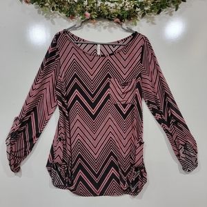 Young At Heart Blouse Gathers At Sleeves And Bottom Sides Of Top